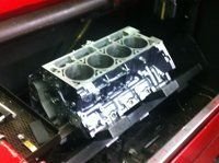 Machined engine block in the shop