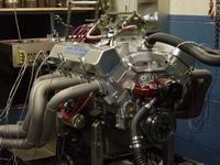 Engine set up for testing in the shop